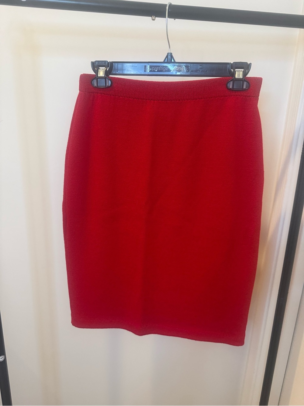 St. John Collection Vibrant Red Knit Pencil Skirt